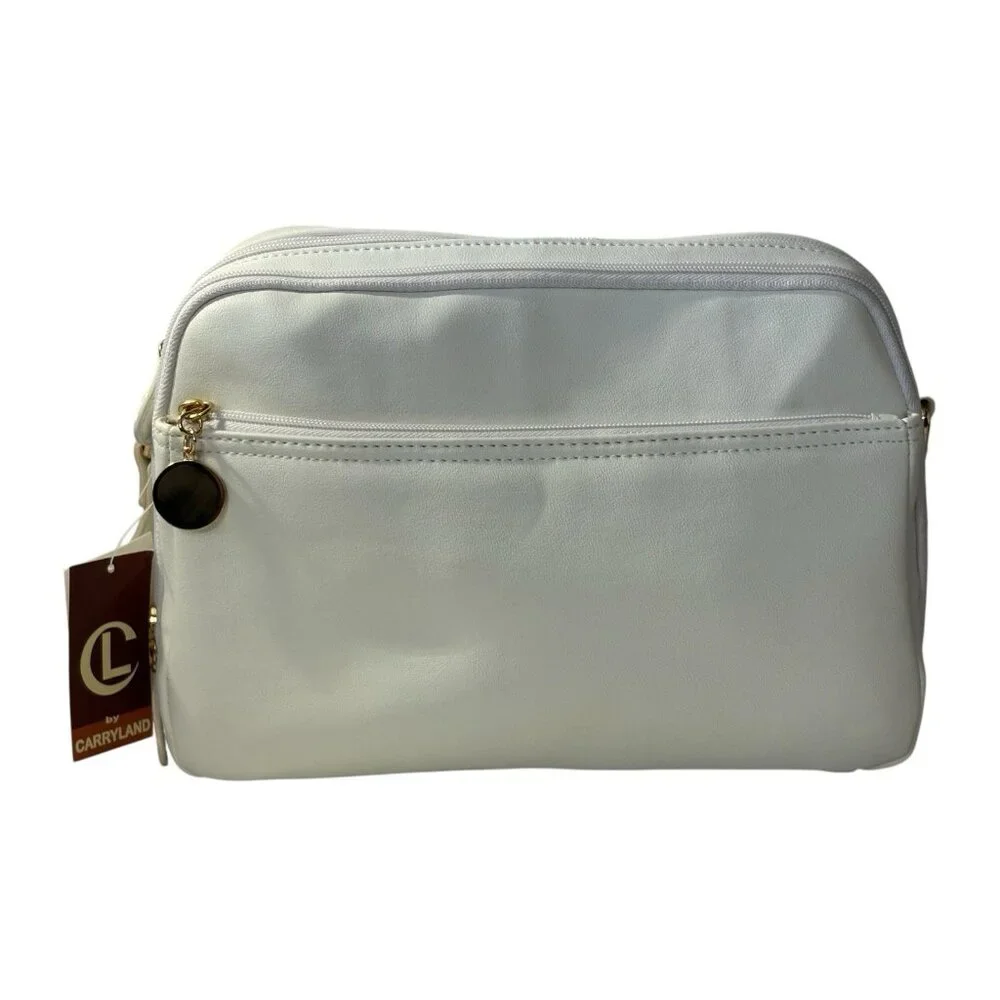 NOS Carryland White Purse Crossbody Bag Vintage w/ Original Tags Zip‎ Close